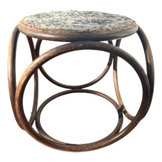 1960s Vintage Mid Century Modern Thonet Style Bentwood Footstool Ottoman For Sale