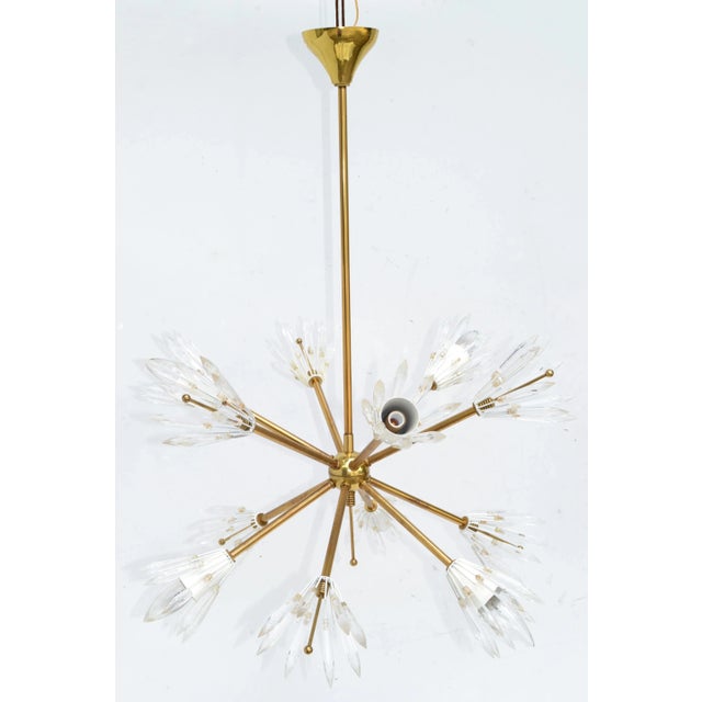 Emil Stejnar Austria Six Light Brass Blown Glass Flush Mount Sputnik Orbit, 1950 For Sale - Image 12 of 13