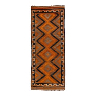 1960s Vintage Turkish Kilim Orange Handmade Tribal Wool Rug For Sale