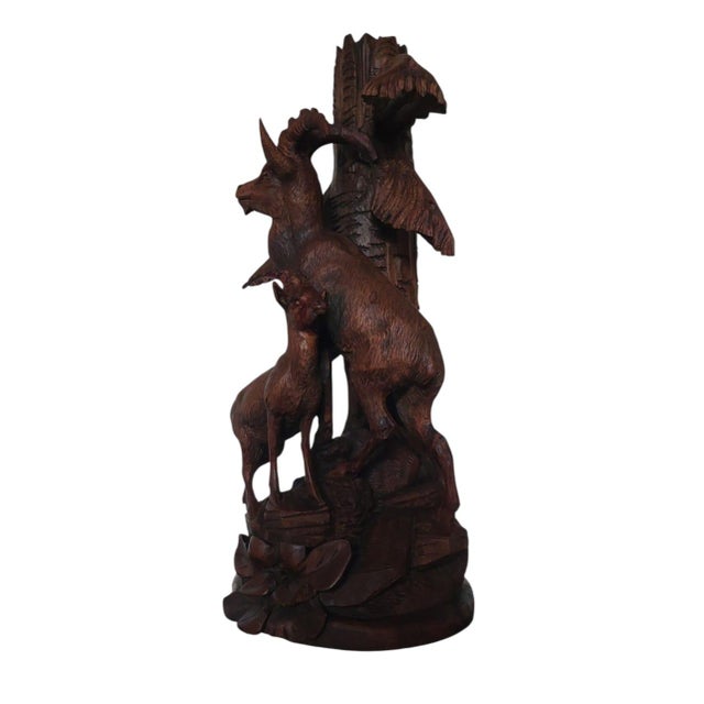 Black Forest Handcarved Deer Sculpture Vase Holder, 1920s-1940s For Sale - Image 9 of 10