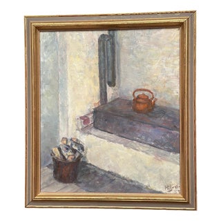 Hanne Jönsson, Panel Oven in the Studio, 1943, Oil on Panel, Framed For Sale