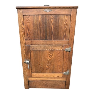 Early 20th Century Vintage Klondike Oak Refrigerator Ice Box Storage For Sale