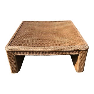 1980s Wicker Coffee Table For Sale