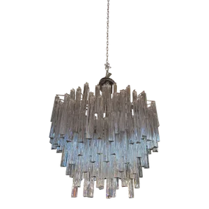 Mid Century Modern Sculptural Camer Murano Glass Multi Tier Prism Chandelier