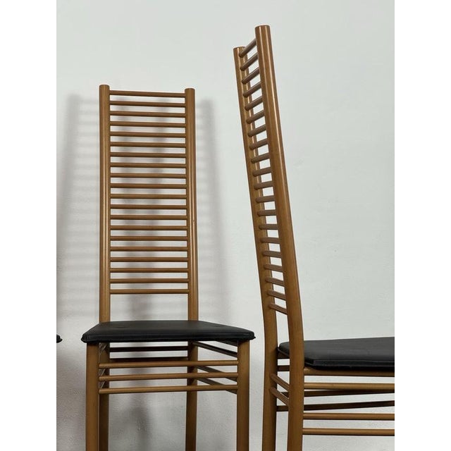 Wood Ladder Back Dining Chairs, Italy, 1980, Set of 4 For Sale - Image 7 of 14