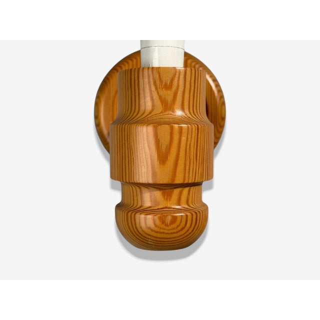 Solbackens Svarveri, Wall Lights, Pine, Fabric, Sweden, 1960s For Sale - Image 9 of 10
