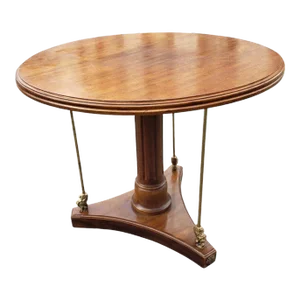 1970s Charles X Style Calais Cherry & Brass Gueridon Pedestal Table by Davis Cabinet Company