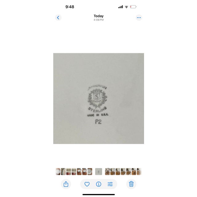 Mid 20th Century Vintage Lamberton Sterling Butterfly Plates With Banded Details in Orange and Blue, a Set of 8 For Sale - Image 5 of 7