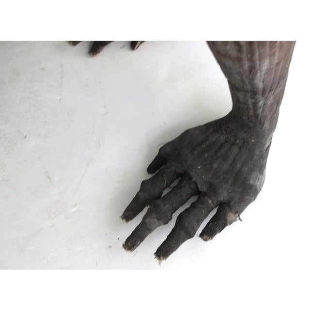 Brown Vintage Life Size Leather Macaque Monkey Sculpture From India For Sale - Image 8 of 11