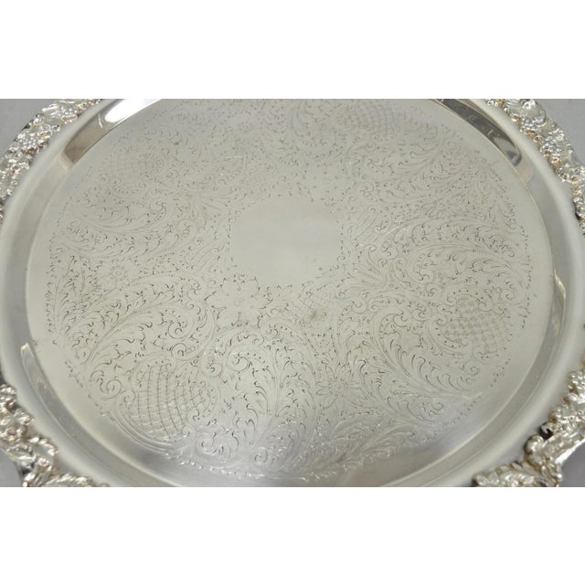 Vintage Fb Rogers 5614 Victorian Silver Plated Punchbowl W/ Round Tray, 2 Pc Set For Sale - Image 14 of 17