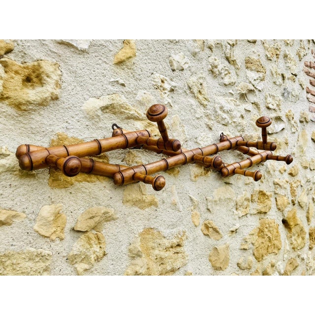 Wall-Mounted Turned Wood Folding Coat Rack, 1920s For Sale - Image 16 of 18