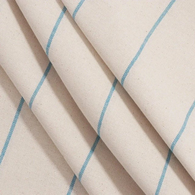 Cadiz Stripe Turquoise Double Width Fabric - Sample For Sale - Image 4 of 4