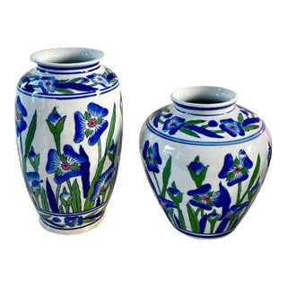 Set of 2, Late 20th Century Chinese Iris Vases For Sale