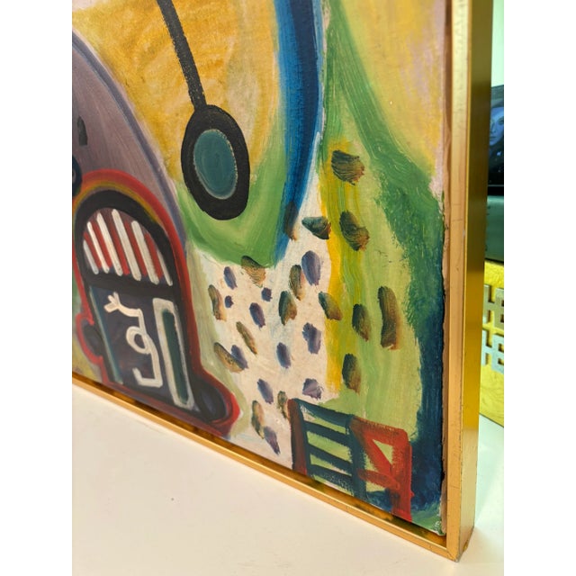 Wood Colorful Abstract Expressionist Painting Attributed to Alan Davis For Sale - Image 7 of 8