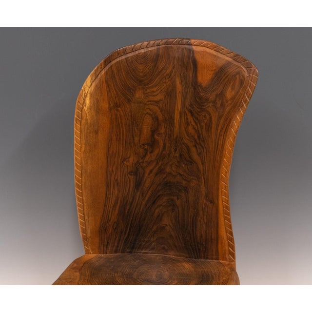 Pierre Decorse (b1953) organic sculptural figured walnut side chair. Circa 2000. A beautifully hand‑crafted side chair...