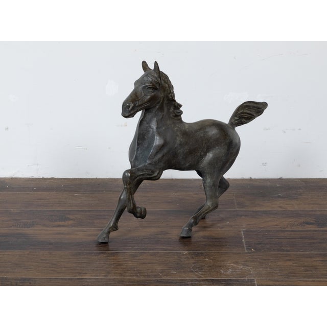 Small Vintage Bronze Horse Sculpture with Dark Patina For Sale - Image 9 of 11