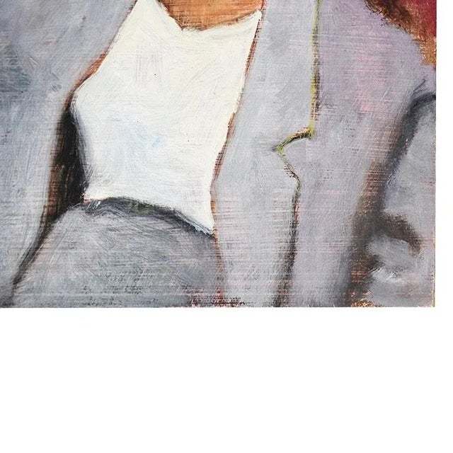 Contemporary Original Clair Seglem Pink Portrait Painting of a Woman in Suit 10” X 12” For Sale - Image 3 of 6