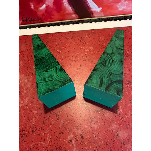 A Pair of Irwin and Lane Hand Painted and Hand Made Faux Malachite Obelisks For Sale - Image 12 of 12