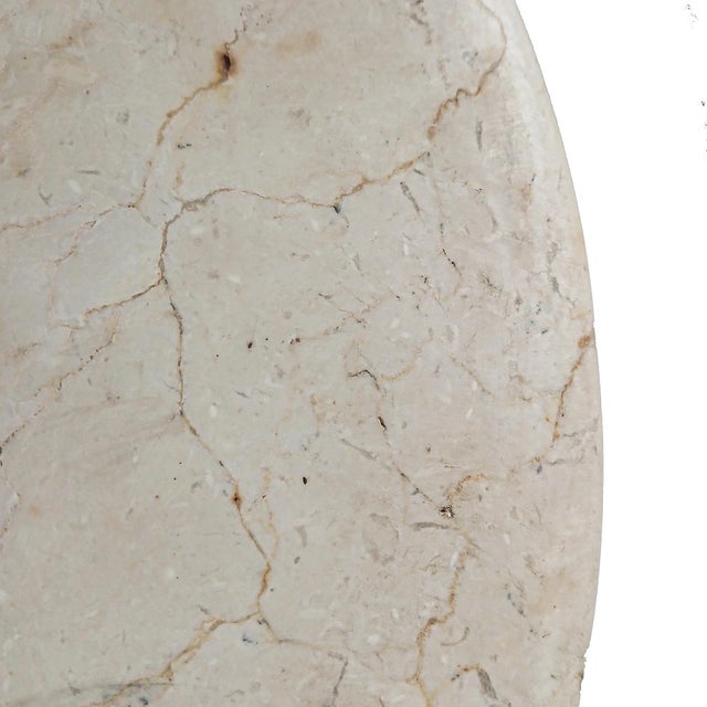 Hand-Carved Indonesian 16-Inch Marble Disk on Metal Stand, Modern Design For Sale - Image 12 of 16