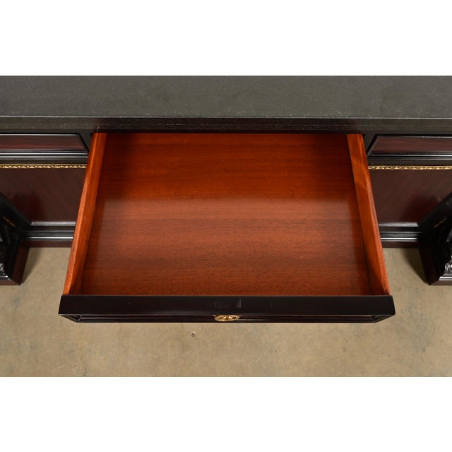 Ralph Lauren French Empire Carved Mahogany Marble Top Sideboard or Bar Cabinet For Sale In South Bend - Image 6 of 15