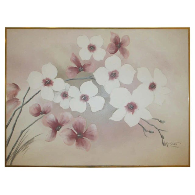 Mid 20th Century Cherry Blossom Still Life Painting, Framed For Sale - Image 11 of 11