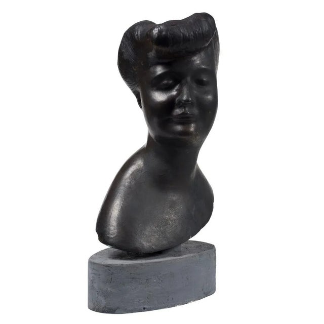 Head of Woman - Original Bronze Sculpture by Emilio Greco - Second Half of 1900 Second Half of 20th Century For Sale - Image 4 of 4