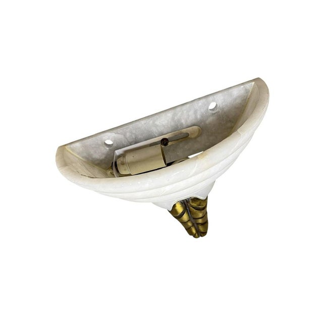 Albaster and Gold Leaf Brass Sconces, 1970s, Set of 2 For Sale - Image 13 of 16