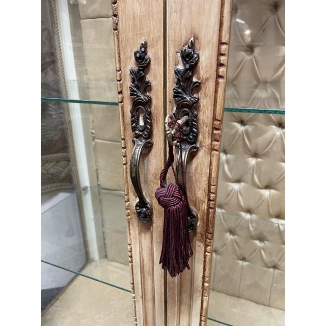 Vintage Painted Vitrine with Glass Shelves For Sale - Image 4 of 7