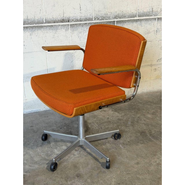 Duba Orange Upholstered Swivel Desk Office Chair Danish Mid-Century Modern 1970s For Sale - Image 9 of 11