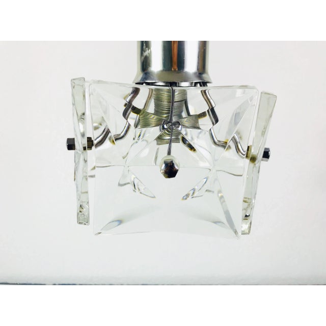 Kinkeldey 1960s Kinkeldey Crystal Ice Glass Pendant Lamp, Germany For Sale - Image 4 of 9