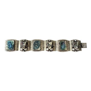 Sterling Silver Abalone Mexican Bracelet For Sale