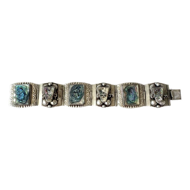 Sterling Silver Abalone Mexican Bracelet For Sale