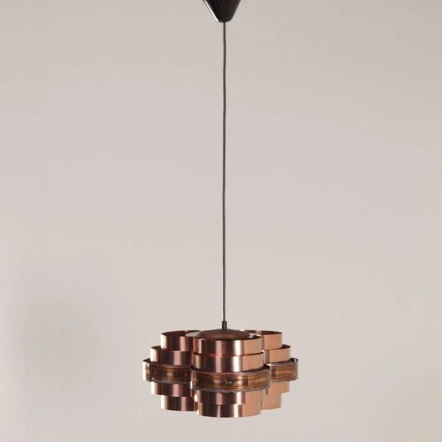 Black Danish Copper Pendant attributed to Werner Schou for Coronell Elektro, 1970s For Sale - Image 8 of 11