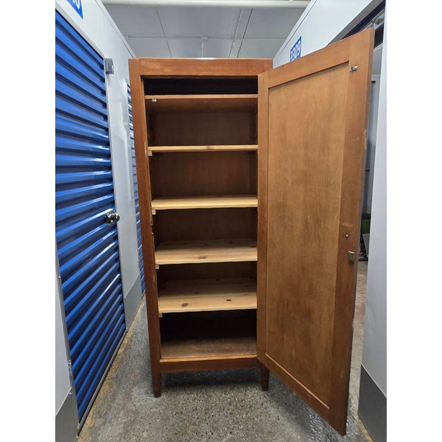 1910s 1910s Simple Oak Wardrobe Cabinet--Marked Down! For Sale - Image 5 of 11