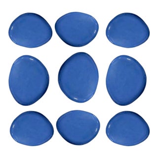 (11) Cerulean Blue Dinner Plates Wabi Sabi by Mud Studio (South Africa) For Sale