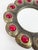 Vintage Brass Floral Hand Mirror With Red Glass Cabochons, Art Nouveau Style For Sale - Image 6 of 13