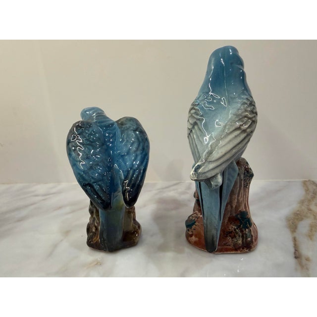Mid-Century Modern Vintage Blue Parakeet Salt and Pepper Shakers, Coordinating Pair For Sale - Image 3 of 10