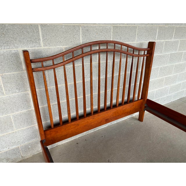 Hunt Country Furniture Cherry Birdcage Style Queen Size Bed Frame For Sale In Philadelphia - Image 6 of 8