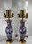 19th Century Pair of Bohemian Cameo Glass Table Lamp Vases With Greek Key Design in Blue For Sale - Image 9 of 16