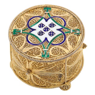 Silver Box in Gold Filigree Mesh For Sale