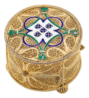 Silver Box in Gold Filigree Mesh