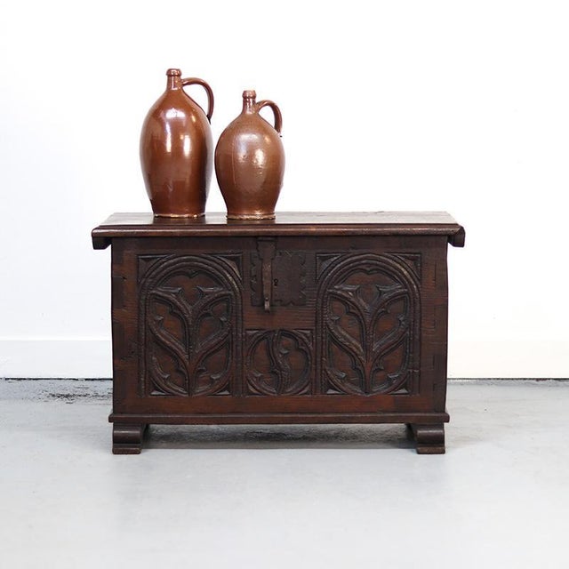 Rustic 18th Century Oak Gothic Spanish Antique Chest For Sale - Image 3 of 10