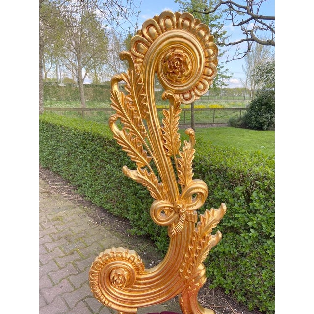 1980s Italian Rococo Gold Beech Velvet Side Chairs 2pc- Pair For Sale - Image 15 of 18