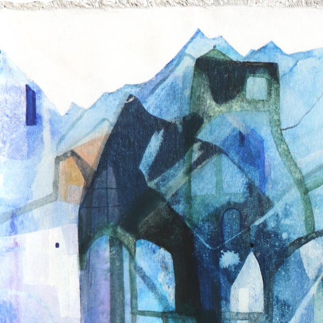 Contemporary Wild Blue 2 - Original Blue Abstract Architectural Acrylic Painting on Canvas For Sale - Image 3 of 7
