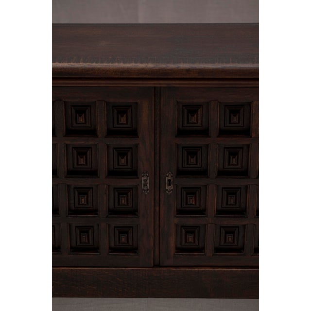 Brown French Brutalist Sideboard in Oak, 1970s For Sale - Image 8 of 18