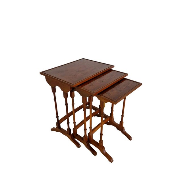 Wood Chesterfield Side Tables, 2000s, Set of 3 For Sale - Image 7 of 7