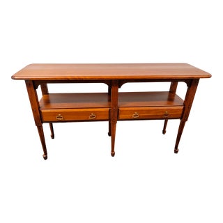 Vintage American Cherry Console Table With Two Drawers For Sale
