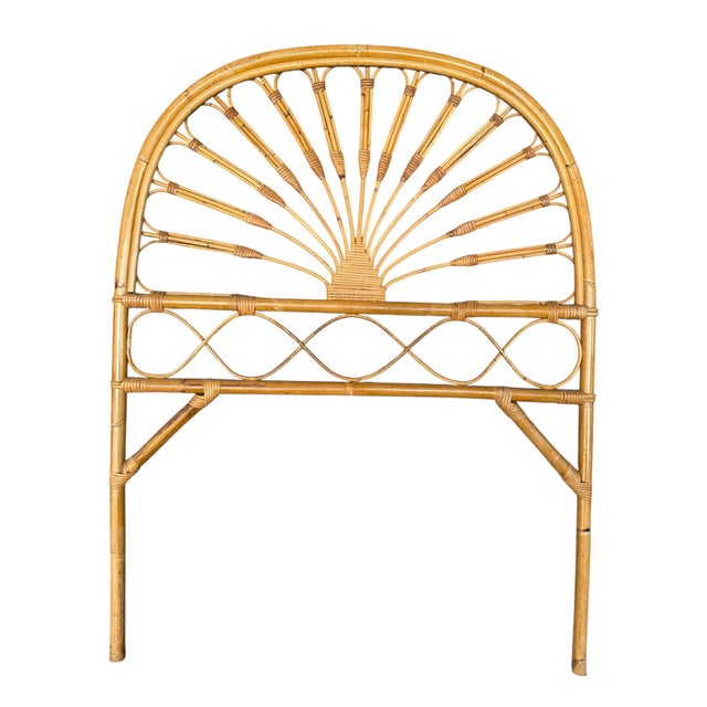 Wood Vintage Italian Rattan Headboards, 1960s, Set of 2 For Sale - Image 7 of 9