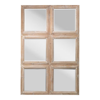 Yvette Wood Window Mirror in Brown For Sale