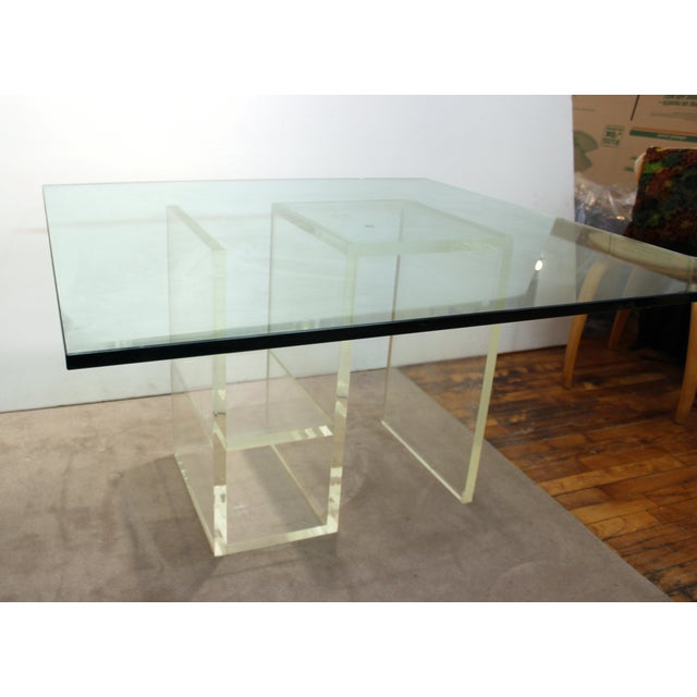 Modern Dining Table With Lucite Base Square Glass Top Chairish